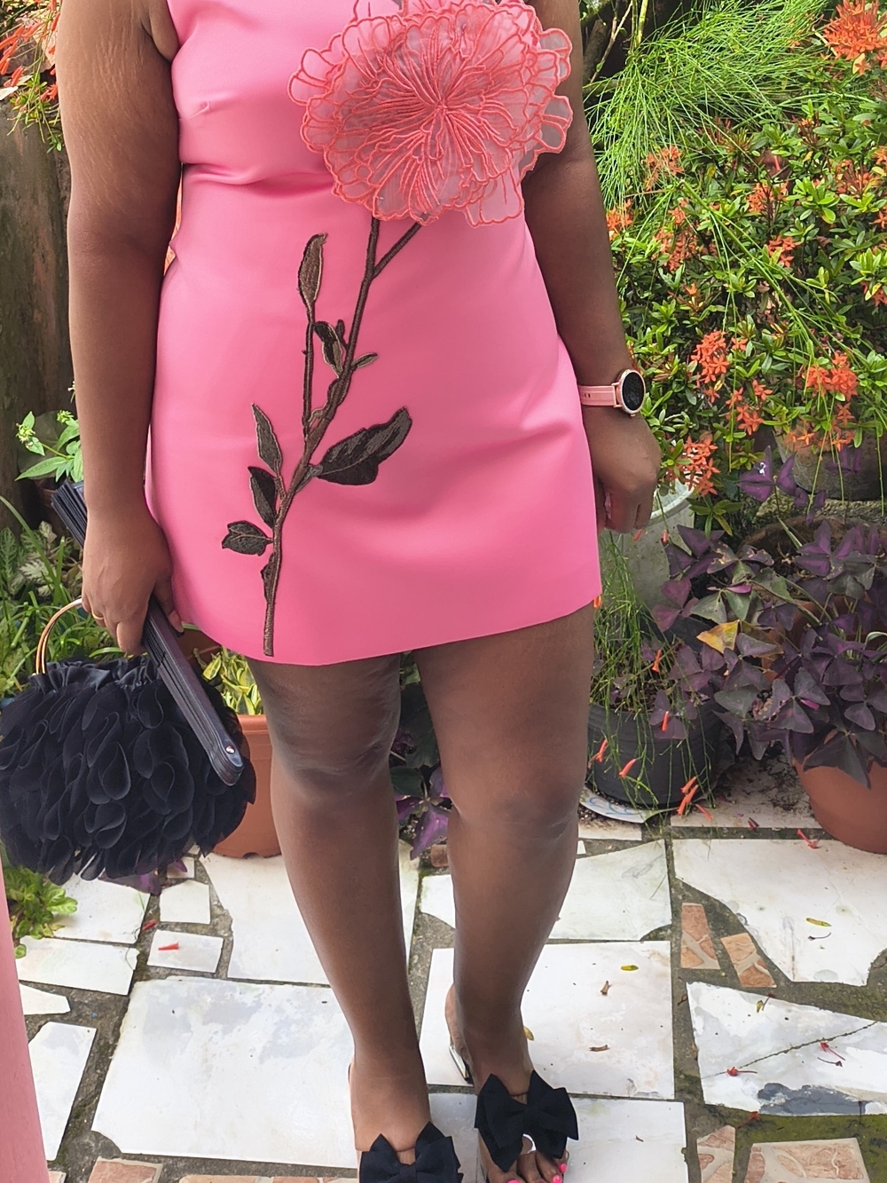 Fashion Nova Pink Mini Dress with Black Floral Stem